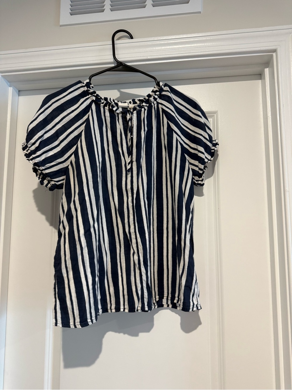 GAP Navy and White Striped Peasant Blouse